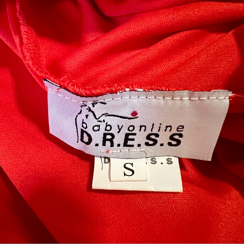 New Babyonline Wms Red Gold Floral Appliqué Embroidery Fit&Flare‎ Party Dress XS - Picture 9 of 13